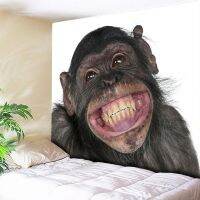 Monkey Snout Teeth Smile Wall Tapestry 3D Animals Decorative Tapestry Wall Hanging Art Decor for Kids Bedroom Wall Picture Big