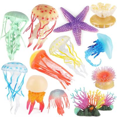 ZZOOI Lifelike Ocean Animal Figurine Jellyfish Starfish Coral Anemones Sea Life Model Action Figure Collection Children Education Toys