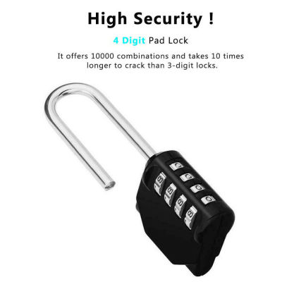 4 4 Digit Number Combination Padlock Long Shackle Outdoor Waterproof lock