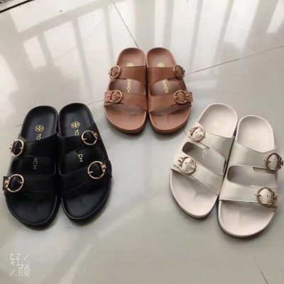 2023 new Tory Burch Three Colors Soft Leather Summer Fashion Sandals Slippers