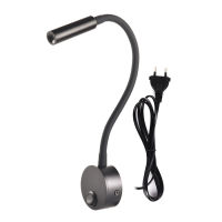 Wall Lmap Sconces Clamp light 3W Bedroom Lamp onoff Switch White Silver Black Flexible Gooseneck home bedside reading lights