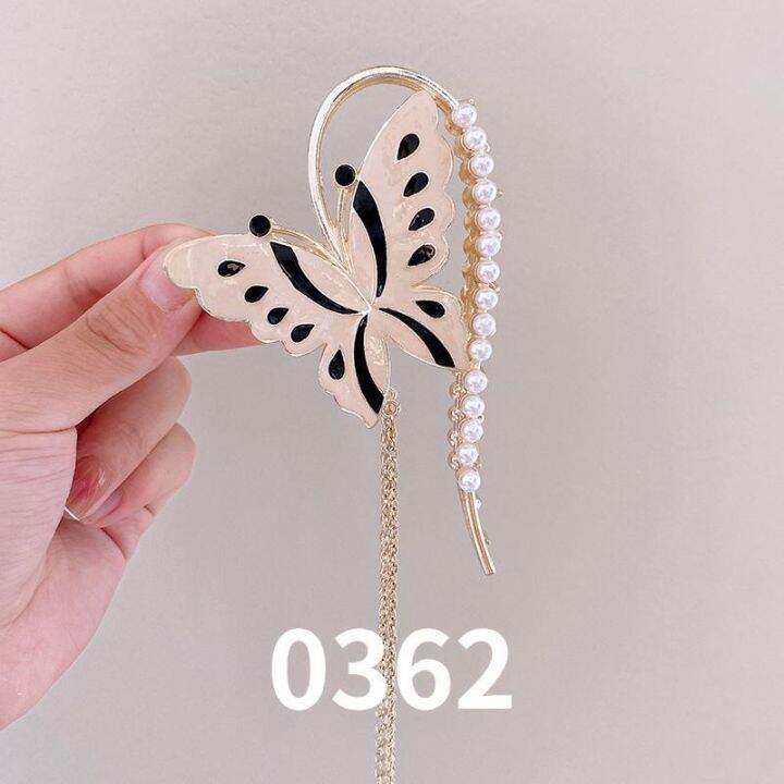 new-pearl-hair-clip-butterfly-grab-clip-large-elegant-ladies-tassel-metal-hair-clip