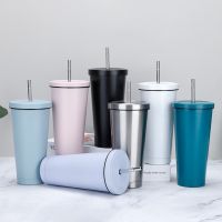 Straw Water Bottle Large Capacity Coffee Thermal Cup Cups Container