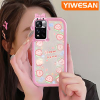 YIWESAN เคสสำหรับ Xiaomi Poco X4 NFC เคสรูปโบว์ลายการ์ตูนสตรอเบอร์รี่ตัวเล็กมอนสเตอร์เคสนิ่มกันกระแทกทนต่อการขีดข่วนเคสโทรศัพท์โปร่งใสฝาครอบป้องกันเลนส์กล้องถ่ายรูป TPU ซิลิกาเจล