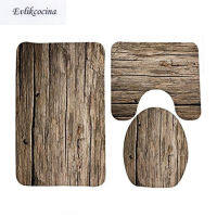 Free Shipping 3pcs Classic Banyo Wood Grain Bathroom Car Toilet U Type Bath Mat Mat Set Non Slip Tapis Salle de Bain Bano Album