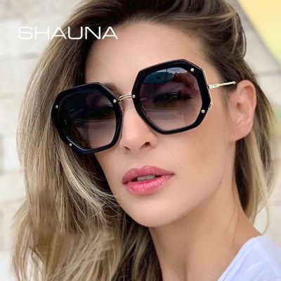 SHAUNA Oversize Hexagon Sunglasses Women nd Designer Fashion Gradient Shades UV400