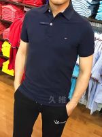 ✲✼✔ Jiuwei authentic global purchase Tommy Hilfiger American version mens slim slim elastic solid color short-sleeved polo