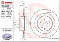 จานเบรคหลัง NISSAN 370Z Coupe Roadster Z34 3.7 NISMO V6 VVEL 2009- 350MM BREMBO /ชิ้น