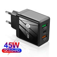 ☈◐ 45W USB Charger Fast Charging 3 Port Type C Quick Charge 3.0 Phone Adapter For iPhone Xiaomi Samsung Huawei EU Plug Wall Charger