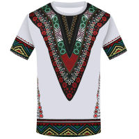 เสื้อแขนสั้นผู้ชายหลวมท็อปส์แอฟริกันสไตล์แห่งชาติพิมพ์3D คอ dashiki เสื้อยืดแขนสั้นฤดูร้อน2023