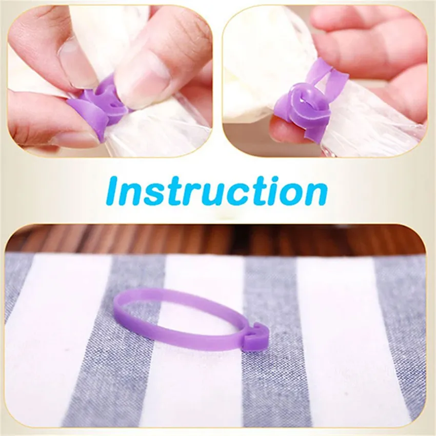 10pcs Piping Bag Clip, Purple Silicone Pastry Bag Fixer Ring For