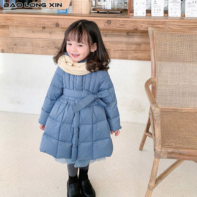 BAOLONGXIN เสื้อแจ็คเก็ตเบาะลงแฟชั่นผู้หญิง,เสื้อโค้ทฤดูหนาวยาวปานกลางสไตล์เกาหลีแบบใหม่สำหรับเด็กผู้หญิงตัวเล็ก
