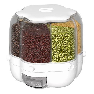 Rotating Food Dispenser Rice Bucket Rice Storage Tank Sealed Grain Container Storage Box for Home and Kitchen