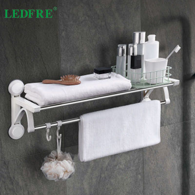 LEDFRE Punch-free Stainless Steel Suction Cup Toilet Nail-free Plastic Towel Rack Double-pole Double-layer Bathroom LF68005