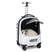 Pet Trolley Bag Cat Backpack Transparent Window Universal Wheel Dog Trolley Convenient Pet Carrier Backpack with Adujstable Belt