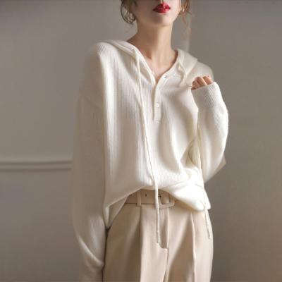 [COD] ขายุโรป 2022 ต้นฤดูใบไม้ร่วงสไตล์เกาหลี chic ลมขี้เกียจคลุมด้วยผ้าเสื้อกันหนาวระดับสูงความรู้สึกเสื้อยืดสีขาวเพศหญิง Christmas Gift