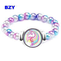 BZY ใหม่การ์ตูนยูนิคอร์นสตริงเครื่องประดับสร้อยข้อมือหิน