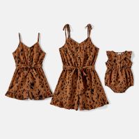 【hot】 and Leopard Print Belted Strappy Romper Shorts