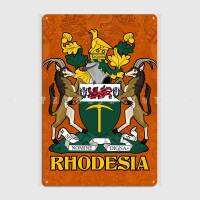 Rhodesia Coat Of Arms แผ่นโลหะโปสเตอร์ผับการออกแบบผนังป้ายดีบุก