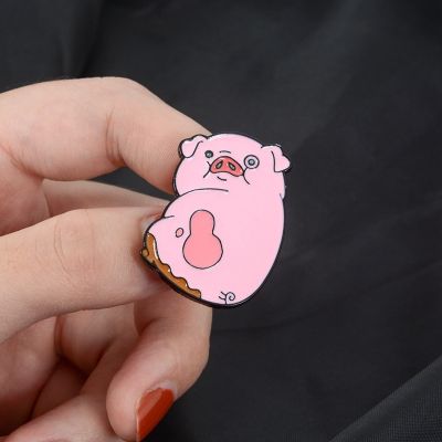 【CW】 Cartoon Pink Pig Swine Lapel Badge Hat Enamel Pin