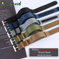 Qinband Premium Quality Nylon + Geniune Leather Nato Zulu Strap 18Mm 20Mm 22Mm 24Mm Seatbelt Watch Band For Hamilton Khaki Field Retro Army