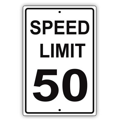 Warning Sign Speed Limit 50 MPH Miles Per Hour Black Letters Zone Slow Down Speeding Road Sign Business Sign 8X12 Inches