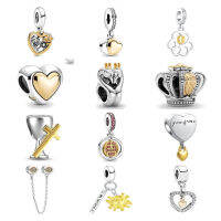 ใหม่925 Silver Gold Charm Swan Crown ลูกปัด Fit สร้อยข้อมือผู้หญิงเครื่องประดับ Dog PAW Love Bee ภาพวาด Amulet Di Y dangles