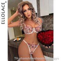 【hot】❦  Ellolace Floral Transparent Set 2 Piece Underwire Brief Sets