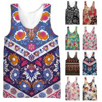 hot【DT】 Sleeveless T Shirts Oversized S-XXL O-neck Floral Print Top