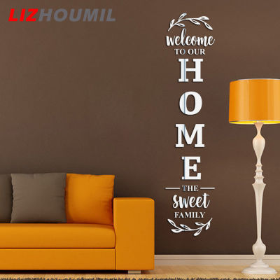 LIZHOUMIL สติกเกอร์ตัวอักษรภาษาอังกฤษติดกระจก3d ผนังบ้านครอบครัวรูปลอกกาวอะคริลิคด้วยตนเองสำหรับตกแต่งบ้านห้อง