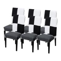 Dining Room Chair Covers,Stretch Removable Washable Protector Chair Slipcovers for Dining Room,Hotel,Black White