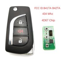 Kunci Remote Mobil Datong World สำหรับโตโยต้า FCC ID B41TA B42TA 434 Mhz ชิป4D67อัจฉริยะรีโมทคอนโทรลแบบว่างเปล่า