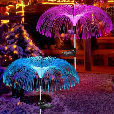 Solar Jellyfish Lights Colorful Fiber Outdoor Solar Lights Sunlight Plug in Lawn Solar Lighting for The Garden Christmas Decor