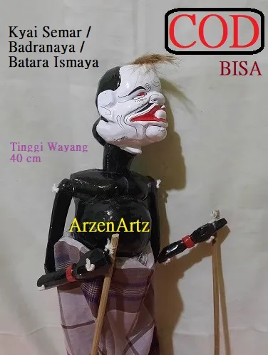 Wayang Golek Kayu Semar/Badranaya Ukuran Sedang Tinggi 40 Cm Kepala