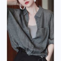 Grey collar is prevented bask in female summer shirt show thin thin kind of contracted fashion sense of senior leisure comfortable chic shirts