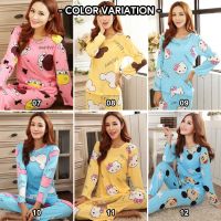 ICHIKA - WINCCI Women Ladies Pyjamas Set Long sleeve Pajamas Perempuan Baju Tidur wanita perempuan Sleepwear