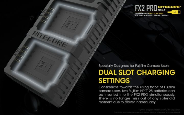 nitecore-fx2-pro-แท่นชาร์จ-for-fujifilm-np-t125-gfx-50s-gfx-50r