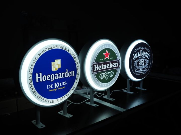 ป้ายไฟปั๊มนูนสองด้านทรงกลม-โลโก้-ไฮเนเก้น-heineken-lightbox-ป้ายไฟหน้าร้าน-ติดตั้งภายนอกได้-ทนแดดทนฝน-ไฟสว่าง-ประหยัดไฟ-สั่งทำได้หลายขนาด