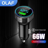 Dual USB 66W Car Charger Fast Charging PD20W USB C Car Phone Charger Type C Mobile Adapter for iPhone 13 14 Xiaomi Huawei QC3.0