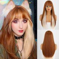 VOGUESI Ginger Mixed Blonde Straight Hair Synthetic Wig Ladies Wigs Heat Resistant Women Daily Cosplay Lolita Wigs Blonde Wigs Wig  Hair Extensions Pa