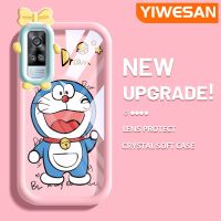 YIWESAN เคสสำหรับ VIVO Y51 2020 Y31 2021 Y51A 2021 Y53s Y33เคสการ์ตูนน่ารักโดราเอมอนสีสันสดใสรูปสัตว์ประหลาดตัวเล็กๆกล้องนิ่มสำหรับเลนส์กันกระแทกแบบใสเคสมือถือสร้างสรรค์เคสป้องกันซิลิโคนฝาครอบ