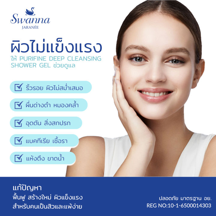 สบู่เหลวอาบน้ำลดสิว-swanna-jaranee-purifine-deep-acne-cleansing-shower-gel-ลดสิว-ลดรอยแดง-สําหรับคนเป็นสิวและแพ้ง่าย