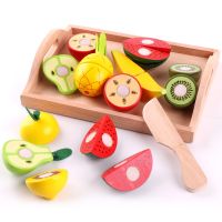 Toddler Simulation Kitchen Pretend Toy Wooden Play Food Cutting Magnetic Fruit Vegetable Set Montessori Educational Children Kid