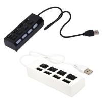 USB Splitter 4-Port USB 2.0 Splitter with Individual LED Indicator and Switch One Drag Four Extender for Laptop PC and More Plug and Play cosy