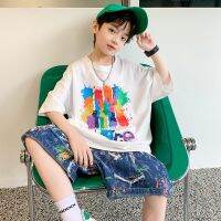 ❦ Web celebrity children with boys summersuits the new 2022 summer handsome boy cowboy fashionable tide of clothes for children