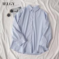 IELGY เสื้อเชิ้ตสีขาวสไตล์เกาหลีผู้หญิงแขนยาวหรูหรา