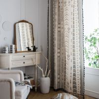 Modern Cotton Linen Curtain Half Blackout Curtins for Bedroom Living Room American Tassel Finished Drapes Window Curtain