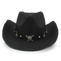 [Hana Clothing Store] หมวกคาวบอยตะวันตกฟางพร้อมม้วนขอบแจ๊ส Sombrero เข็มขัดแฟชั่นขนาด56-58ซม.