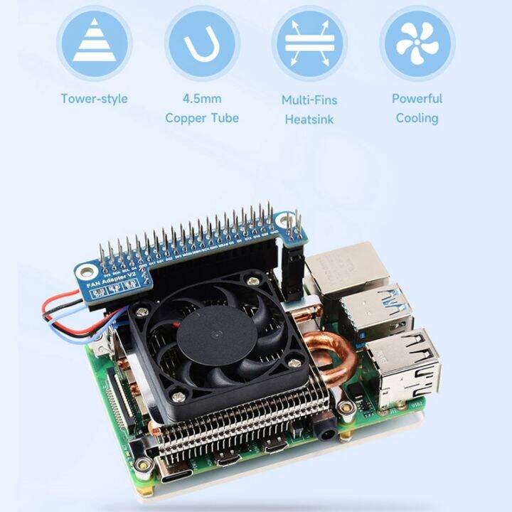 pwm-tower-cooling-fan-for-raspberry-pi-3b-3b-4b-pwm-speed-regulating-cooling-thermal-cooling-device-with-thermal-pad