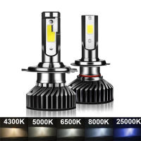 2ชิ้นไฟหน้ารถมอเตอร์ไซค์แบบ LED H4 H7 H1ไฟหน้ารถหลอดไฟ H11 H9 H8 3000K 4300K 5000K 6500K 8000K 25000K ไฟตัดหมอกรถยนต์หลอดไฟ LED 12V